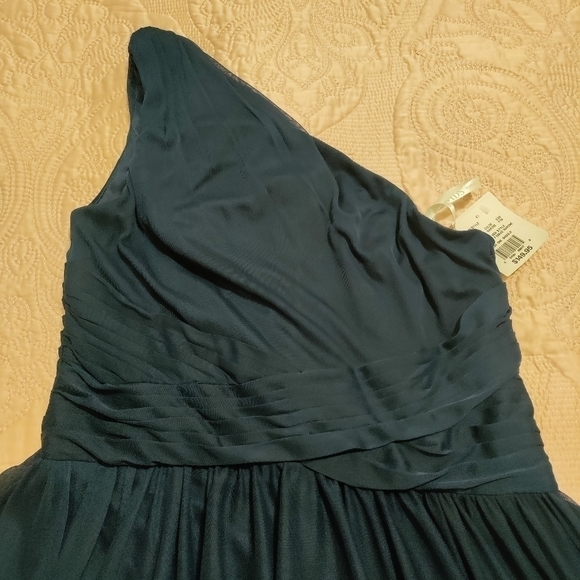 Nwt David's Bridal Long Mesh One Shoulder Maxi Dress In Marine Size 10 - Picture 2 of 9